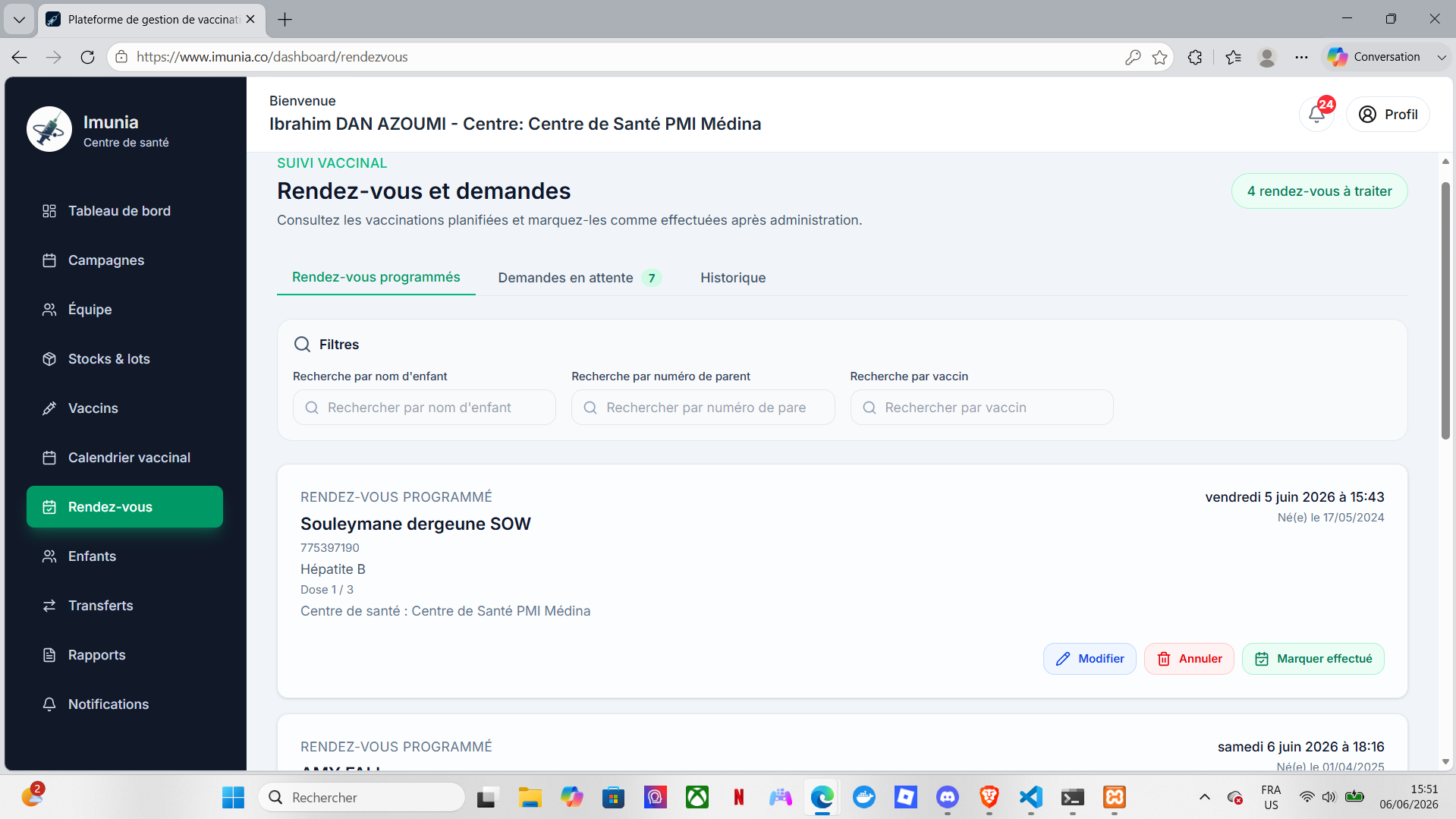 Imunia Dashboard